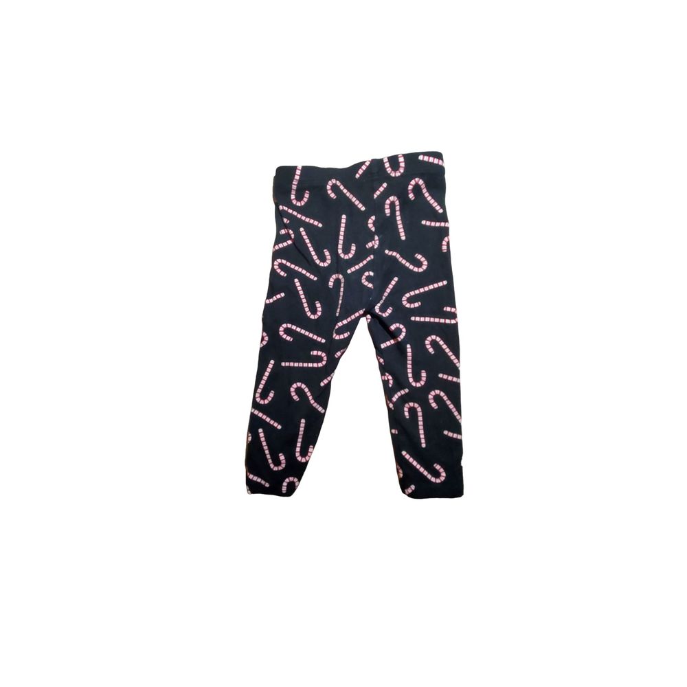 Winter holiday festive Christmas candy cane black tights leggings baby 18-24m